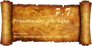 Pressburger Tábita névjegykártya